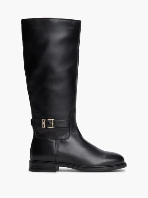 Negru Cizme Din Piele Cu Monogramma TH  Femei