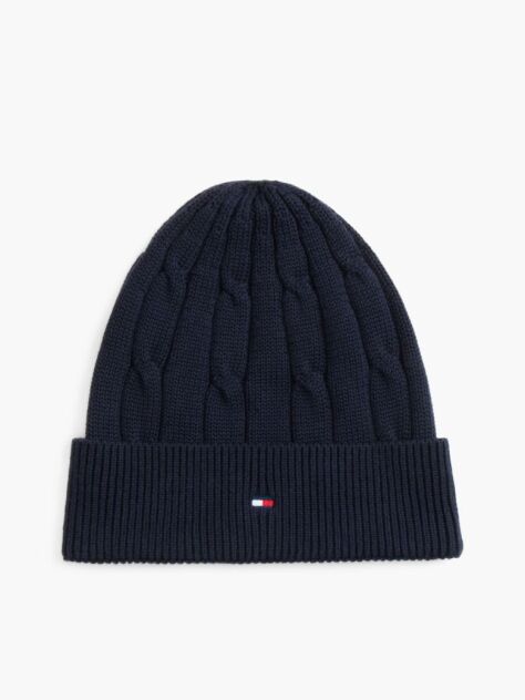 Blue Kids' Flag Embroidery Cable Knit Beanie  Kids Unisex