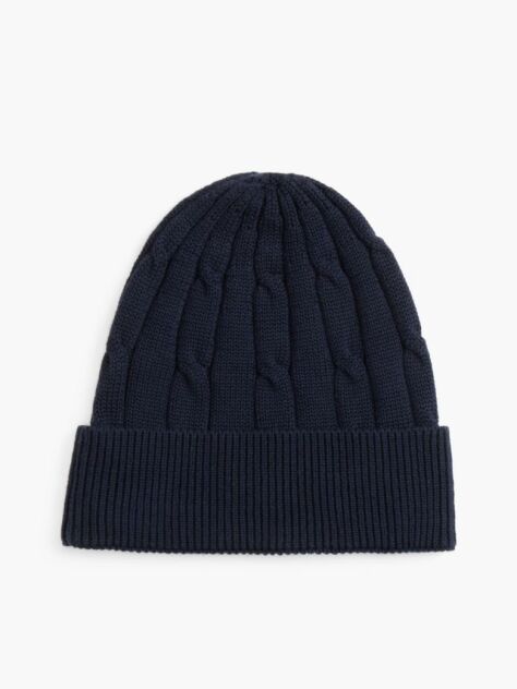 Blue Kids' Flag Embroidery Cable Knit Beanie  Kids Unisex