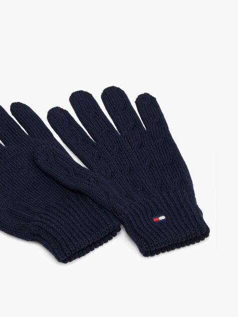 Blue Kids' Flag Embroidery Cable Knit Gloves  Kids Unisex