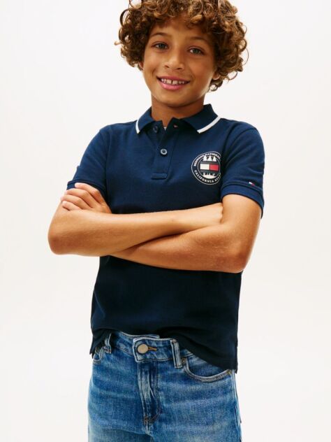 Blue Graphic Polo Knit Polo Shirt  Boys