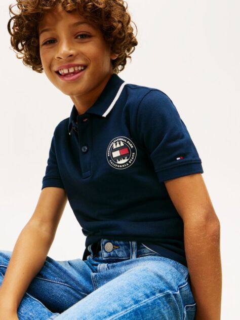 Blue Graphic Polo Knit Polo Shirt  Boys