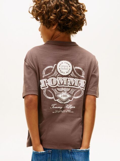 Brown Textured Back Logo Jersey T-Shirt  Boys