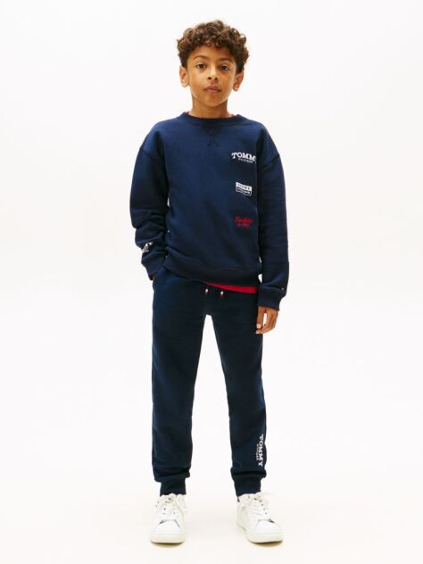 Blue Logo Print Brushed Fleece Joggers  Boys