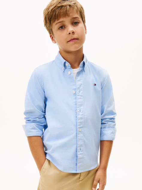 Blue Camasa Din Poplin De Bumbac Elastic  Baieti