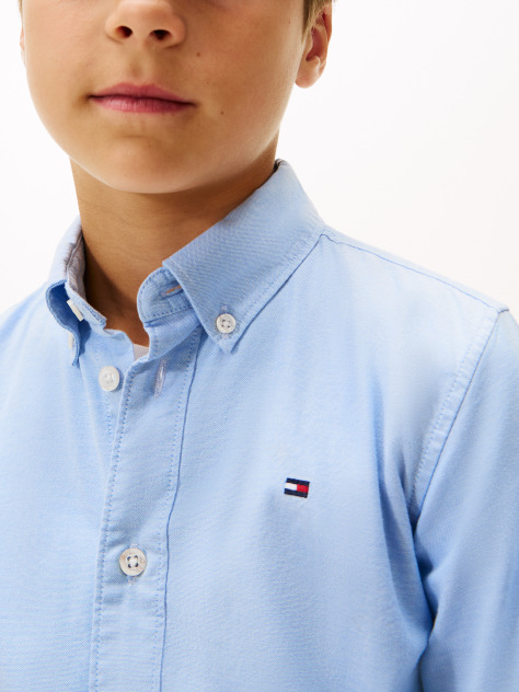 Blue Camasa Din Poplin De Bumbac Elastic  Baieti