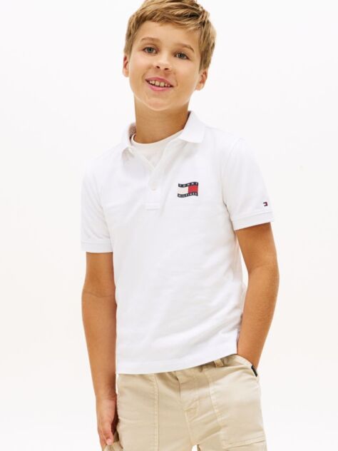 White Regular Fit Wavy Flag Polo Shirt  Boys