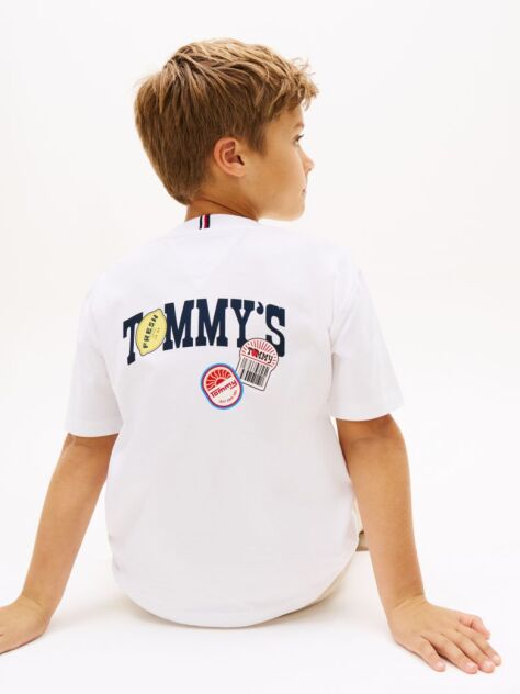 White Sticker Print Back Graphic Jersey T-Shirt  Boys