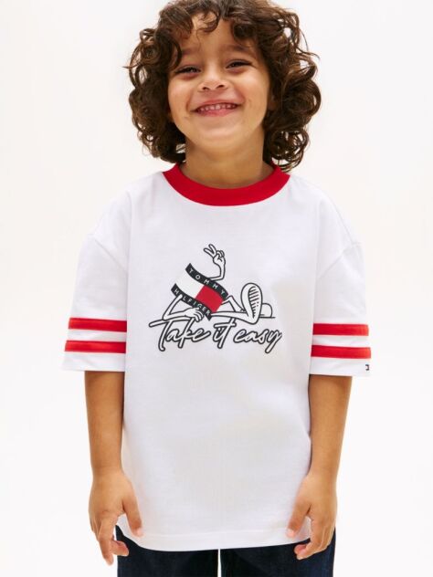White Wavy Flag Graphic Jersey T-Shirt  Boys