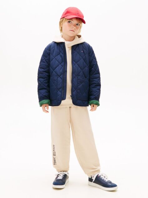 Beige Wavy Flag Logo Terry Joggers  Boys