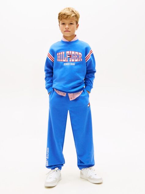 Blue Wavy Flag Logo Terry Joggers  Boys