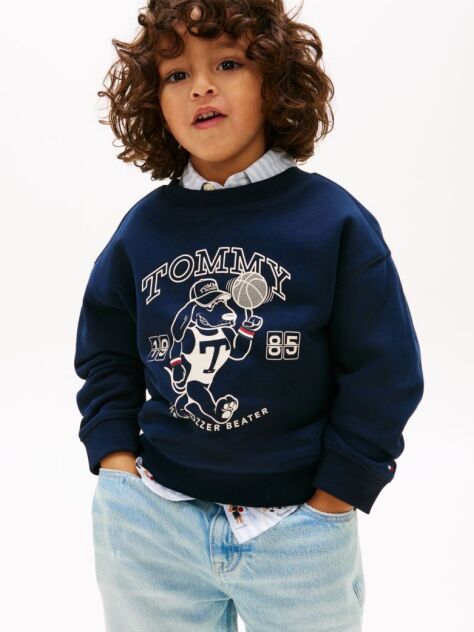Blue Hanorac Cu Logo Grafic Terry  Baieti