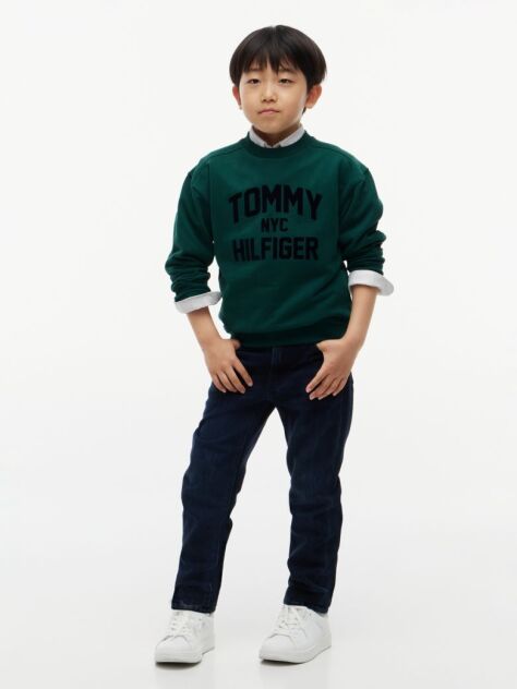 Green Logo Sueded Crew Neck Sweatshirt  Boys