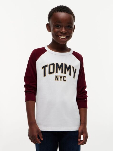 White Colour-Blocked Varsity Logo T-Shirt  Boys