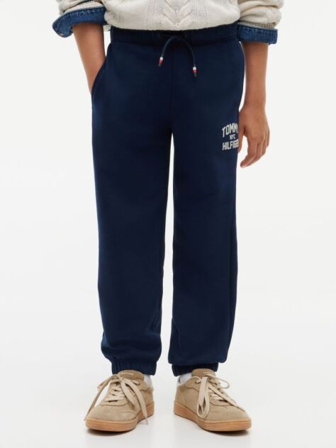 Blue Joggers Cu Logo Din Suede  Baieti