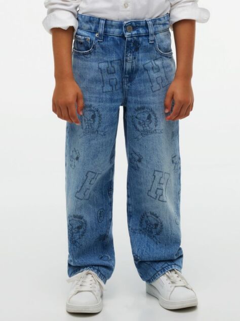 Denim Blugi Peanuts® Uzati Cu Croiala Loose  Baieti
