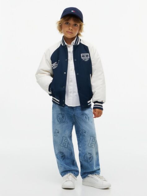 Denim Blugi Peanuts® Uzati Cu Croiala Loose  Baieti