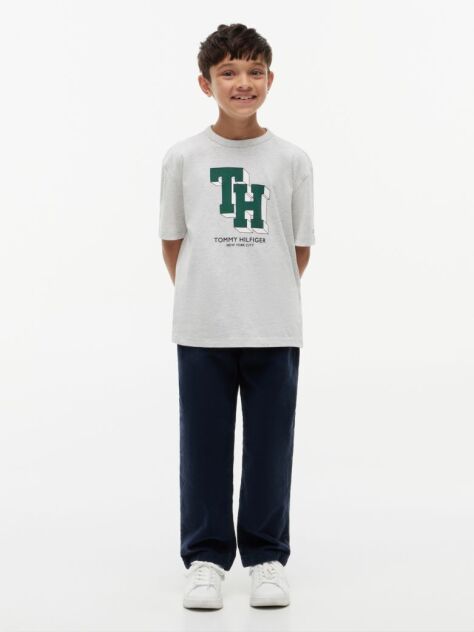 Gri T-Shirt Varsity Din Jerseu Cu Logo  Baieti