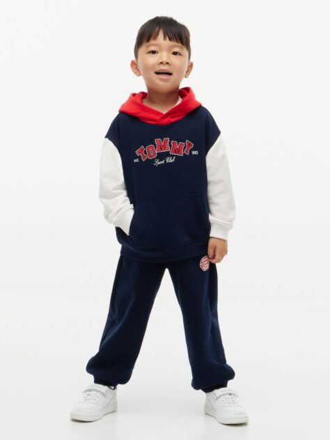 Blue Joggers Cu Croiala Larga Si Logo  Baieti