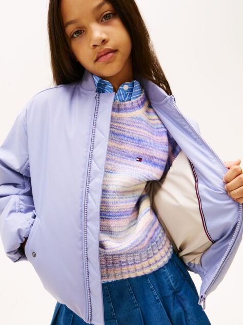 Purple Essential Relaxed Padded Bomber Jacket  Girls
