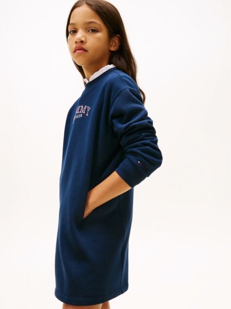 Blue Rochie Floral Cu Fleece Logo Si Croiala Lejera  Fete