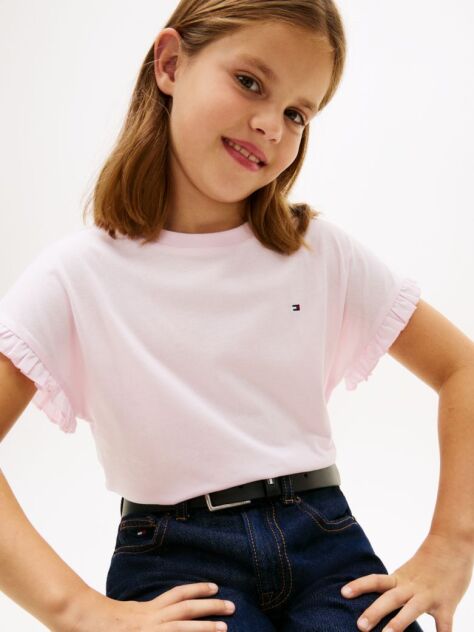 Pink Essential Ruffle Cuff Relaxed Top  Girls