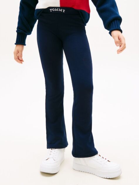 Blue Extra Slim Metallic Logo Flared Leggings  Girls