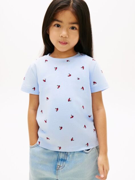 Blue Tricou Cu Imprimeu Cu Steag In Forma De Inima  Fete