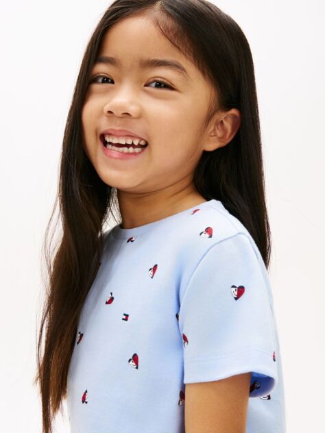 Blue Tricou Cu Imprimeu Cu Steag In Forma De Inima  Fete