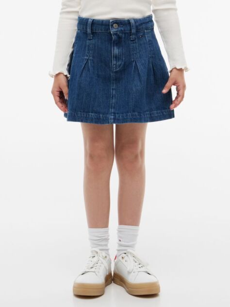 Blue Pleated Denim Skirt  Girls