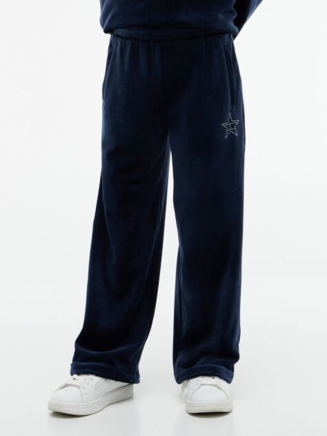 Blue Star Flag Velour Wide Leg Joggers  Girls