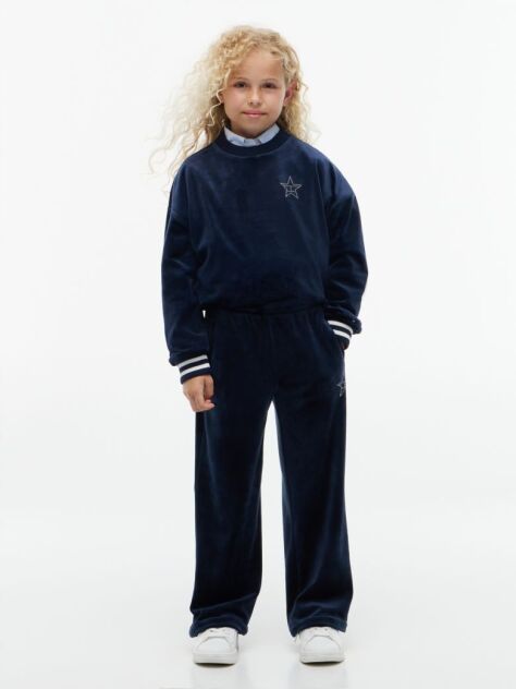 Blue Star Flag Velour Wide Leg Joggers  Girls
