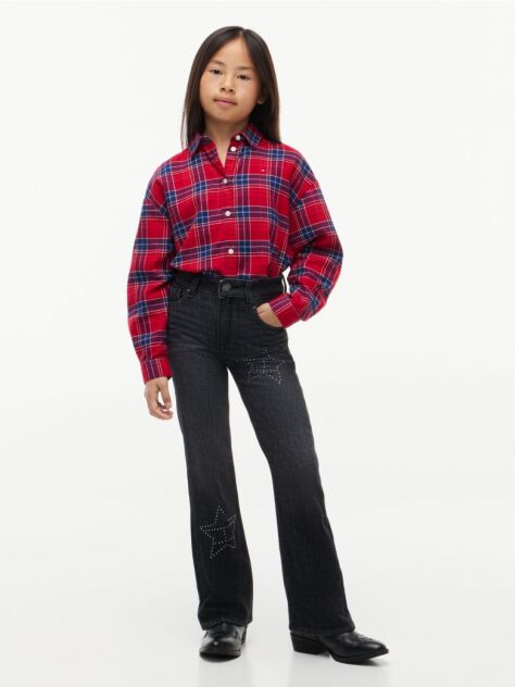 Black Stud Flag Logo Flared Jeans  Girls