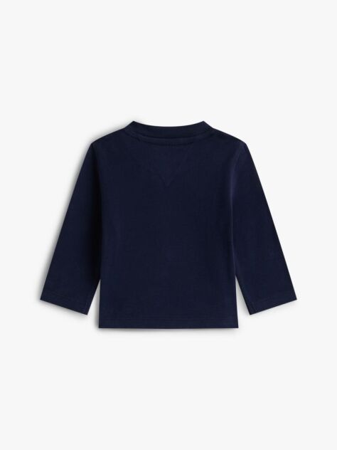 Blue Textured Logo Long Sleeve T-Shirt  Newborn