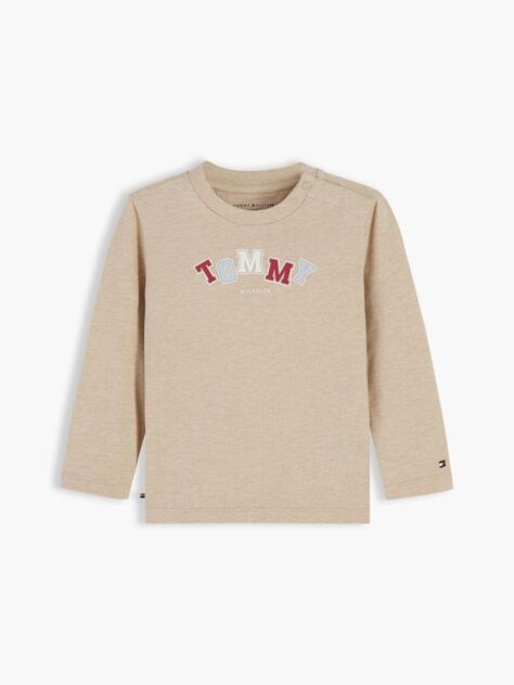Bej T-Shirt Cu Maneca Lunga Si Logo  Nou nascuti