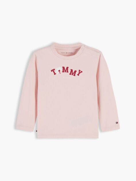 Roz T-Shirt Cu Maneca Lunga Si Logo  Nou nascuti