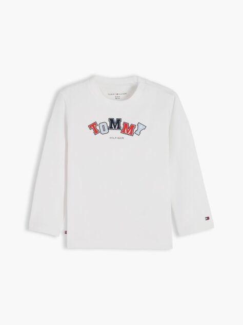 Alb T-Shirt Cu Maneca Lunga Si Logo  Nou nascuti