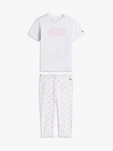 White Pointelle Print T-Shirt And Leggings Set  Newborn