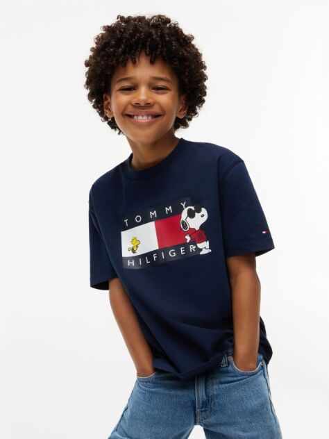 Blue Peanuts® T-Shirt Din Jerseu Cu Steag  Copii unisex