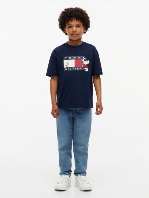 Blue Peanuts® T-Shirt Din Jerseu Cu Steag  Copii unisex