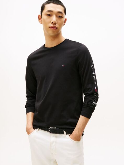 Black Long Sleeve Slim Fit T-Shirt  Men