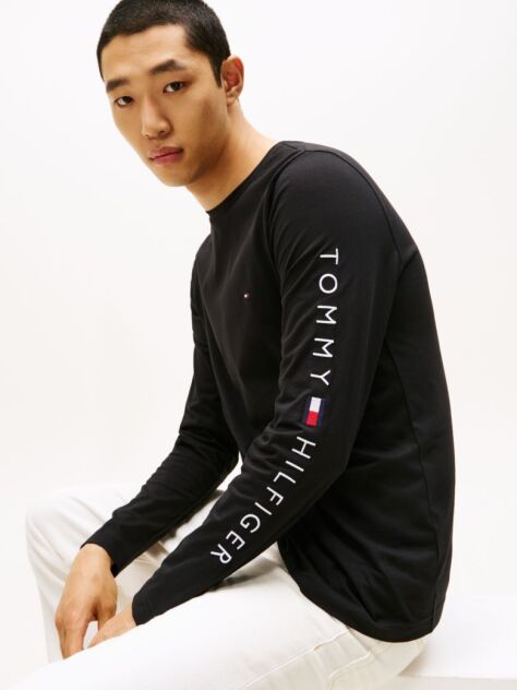 Black Long Sleeve Slim Fit T-Shirt  Men