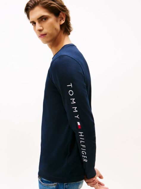 Blue Long Sleeve Slim Fit T-Shirt  Men