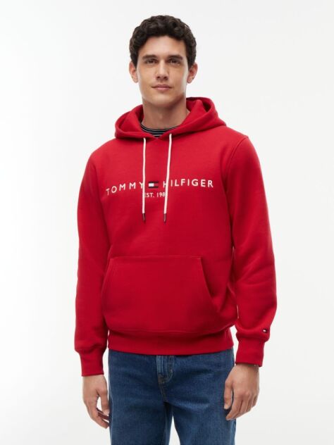 Red Tommy Logo Hoody  Men