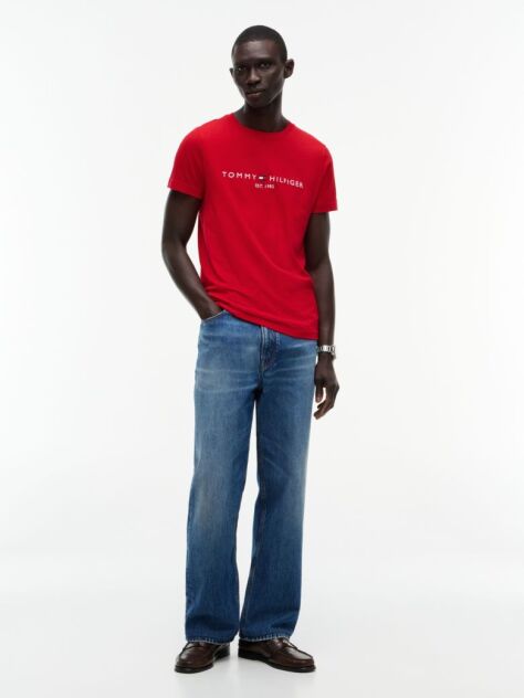 Red Logo Slim Fit Jersey T-Shirt  Men