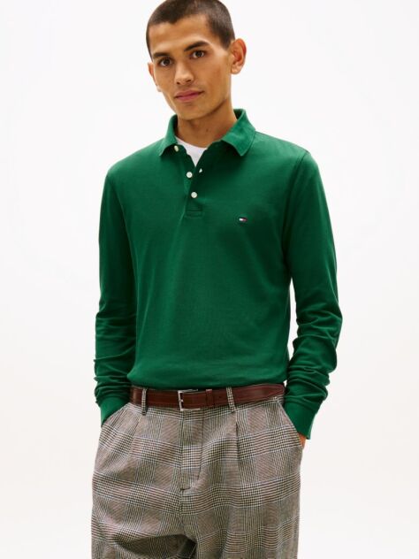 Green 1985 Collection Slim Fit Long Sleeve Polo  Men