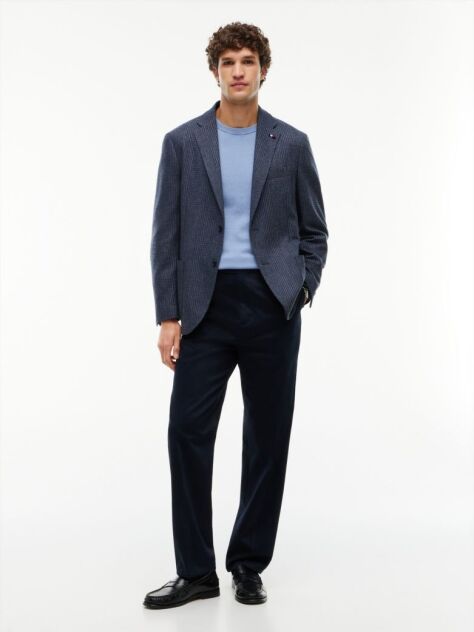 Blue Cotton Cashmere Crew Neck Jumper  Men
