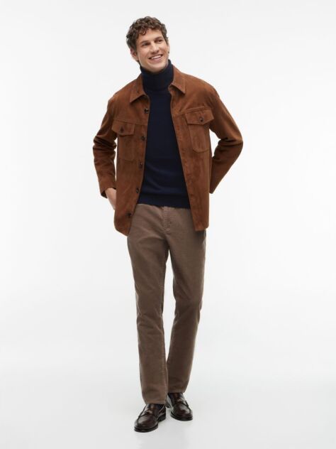 Blue Cotton Cashmere Roll Neck Jumper  Men