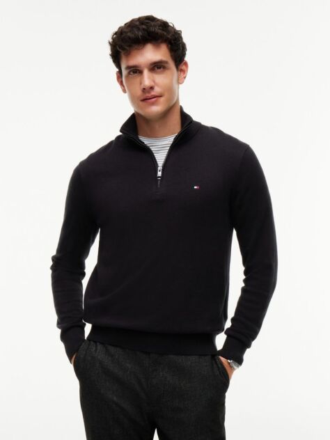 Black Zip-Neck Jumper  Men
