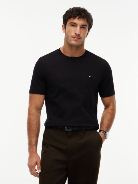 Negru Tricou Din Tricotaj Interlock  Barbati